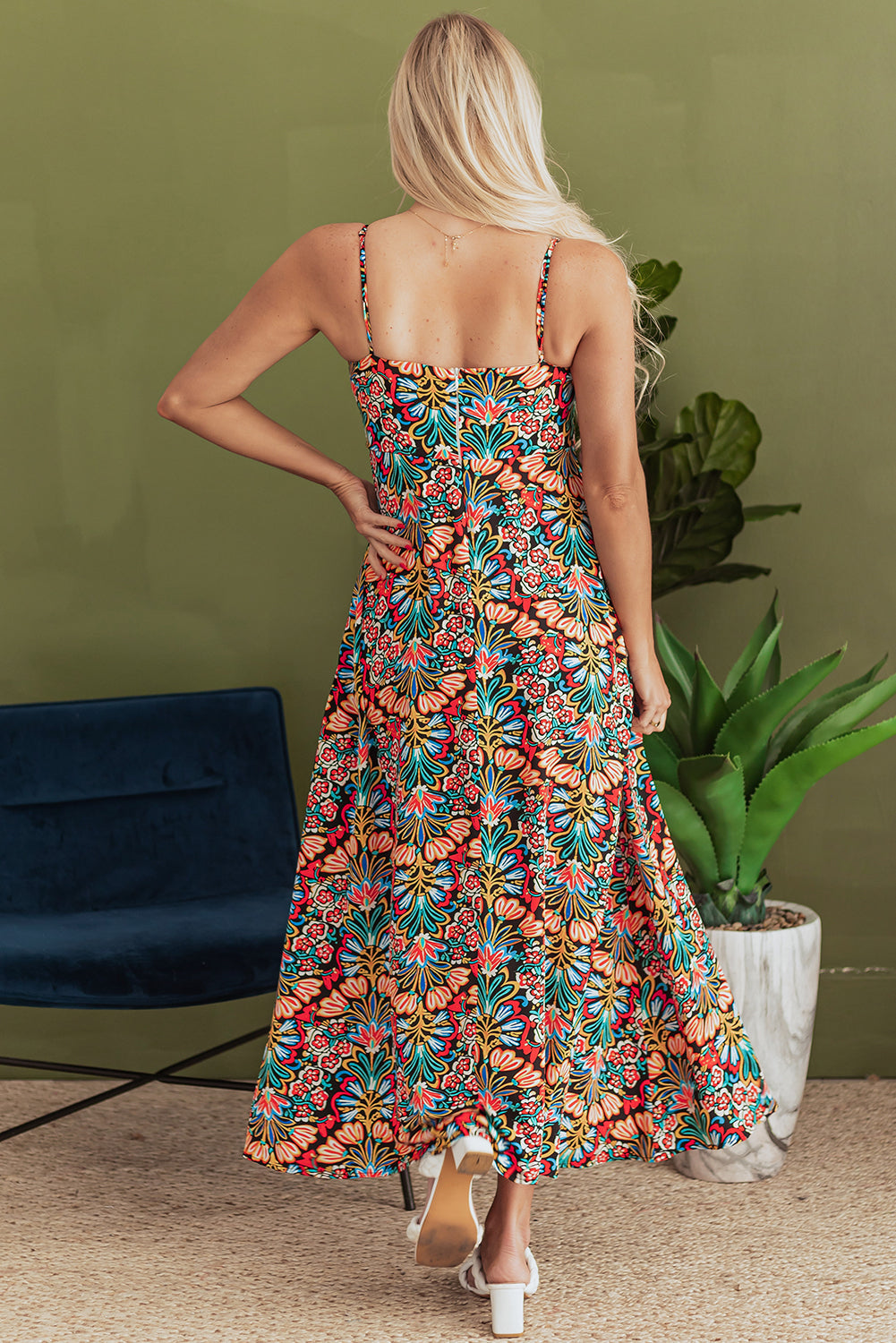 Women's Danielle Boho Floral High Waist Maxi Dress
