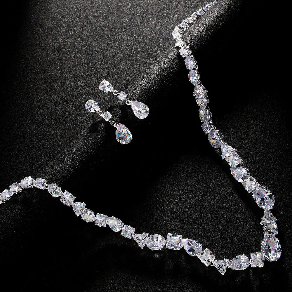 Simple Bridal Necklace and Earrings Wedding Jewelry Set Elegant
