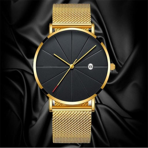 Men's Stainless Steel Mesh Quartz Date Wrist Watch Classic