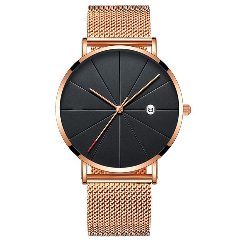 Men's Stainless Steel Mesh Quartz Date Wrist Watch Classic