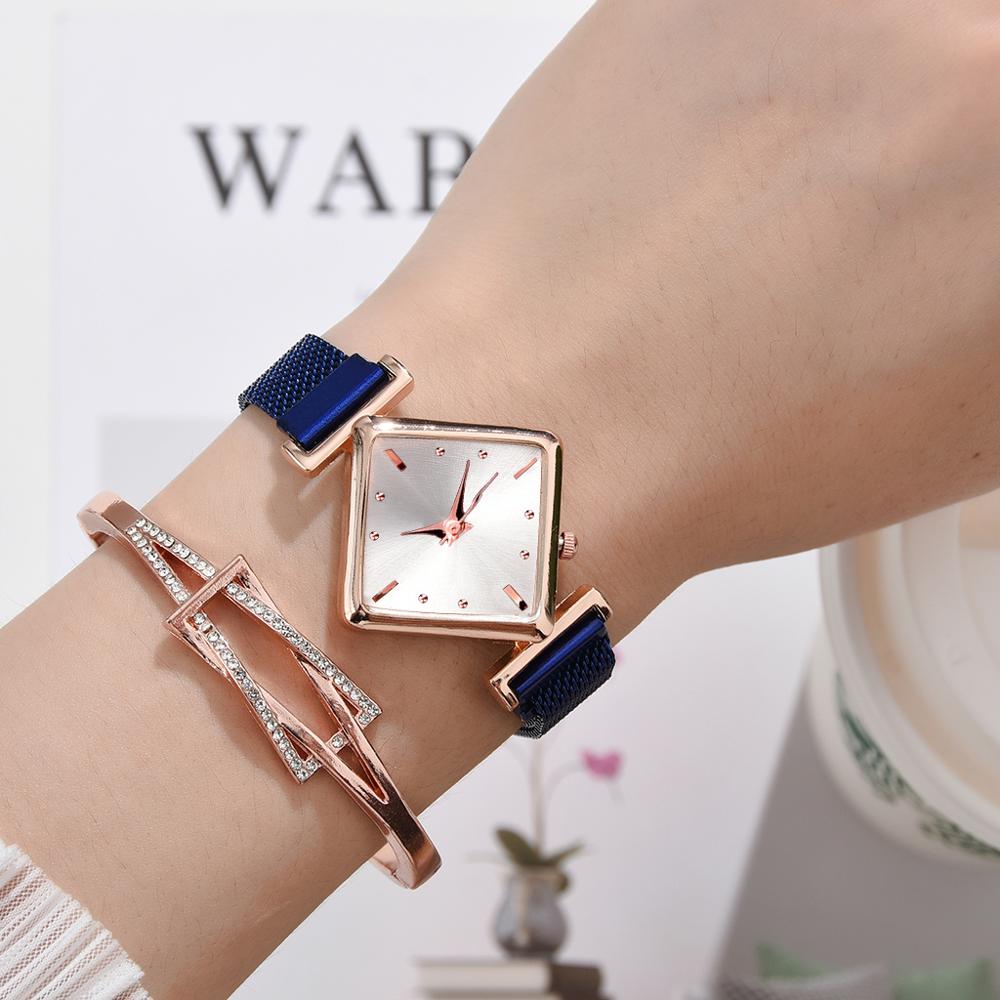 Women's Luxury Square Gradient Magnetic Quartz Wrist Watch