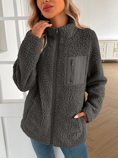 Women's Winter Fuzzy Zip-Up Warm Long Sleeve Jacket