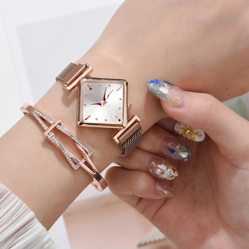 Women's Luxury Square Gradient Magnetic Quartz Wrist Watch