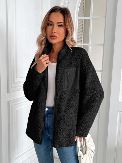 Women's Winter Fuzzy Zip-Up Warm Long Sleeve Jacket