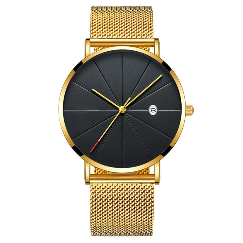 Men's Stainless Steel Mesh Quartz Date Wrist Watch Classic