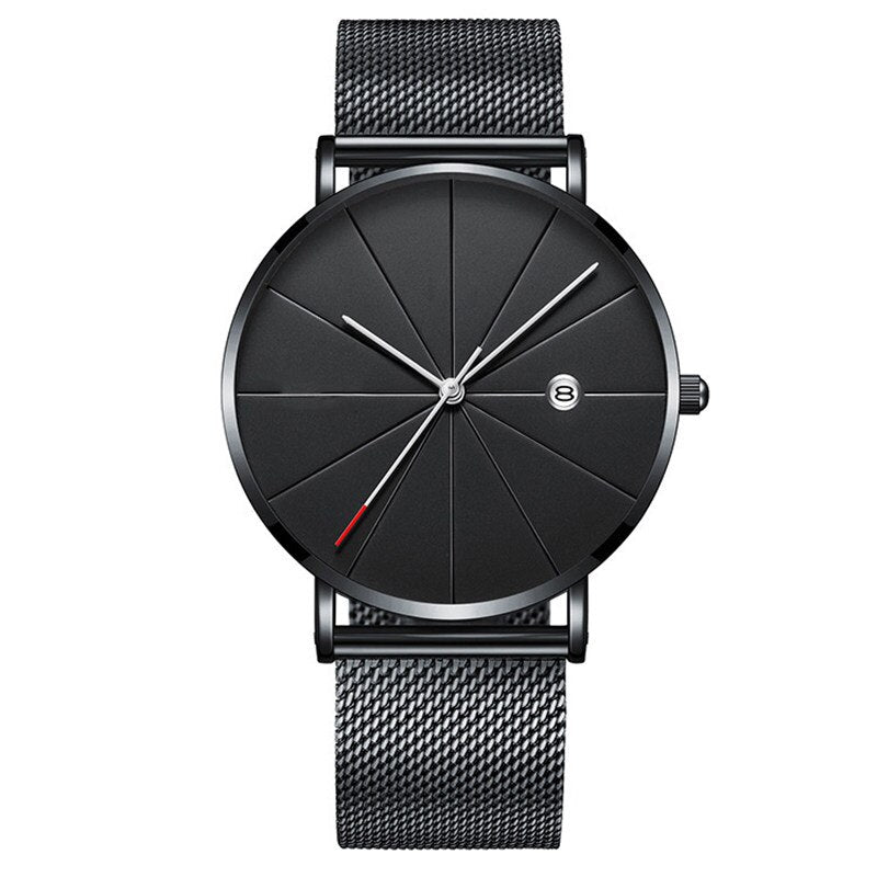 Men's Stainless Steel Mesh Quartz Date Wrist Watch Classic