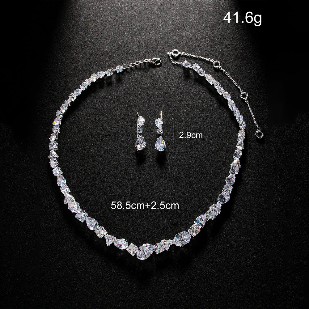 Simple Bridal Necklace and Earrings Wedding Jewelry Set Elegant