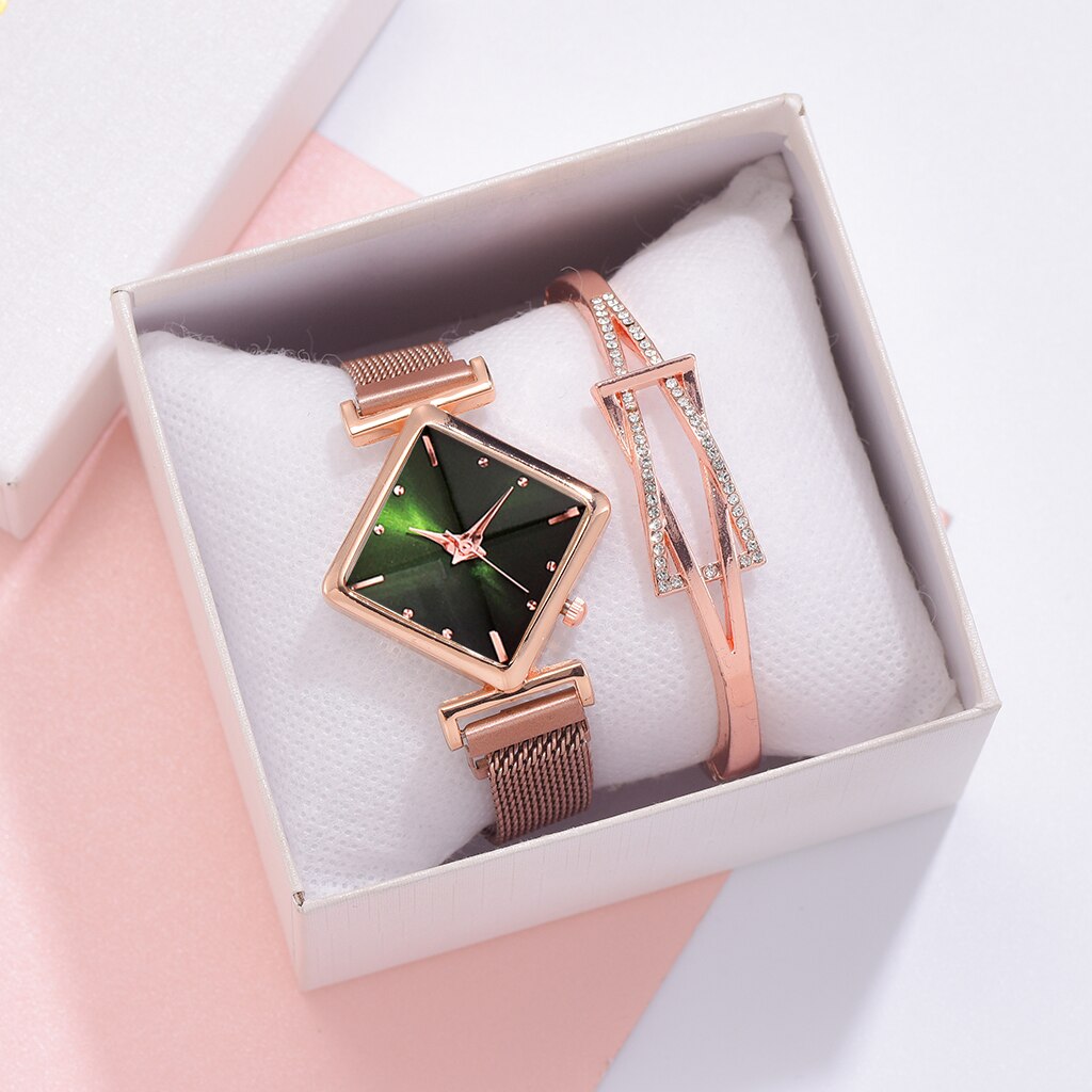 Women's Luxury Square Gradient Magnetic Quartz Wrist Watch