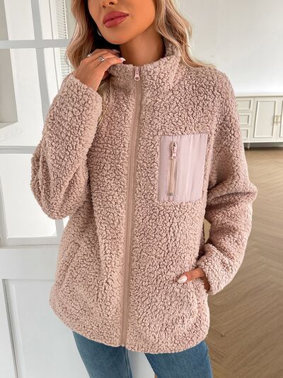 Women's Winter Fuzzy Zip-Up Warm Long Sleeve Jacket