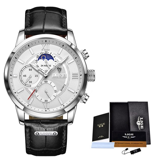 Men's Luxury Leather Quartz Waterproof Wrist Watch