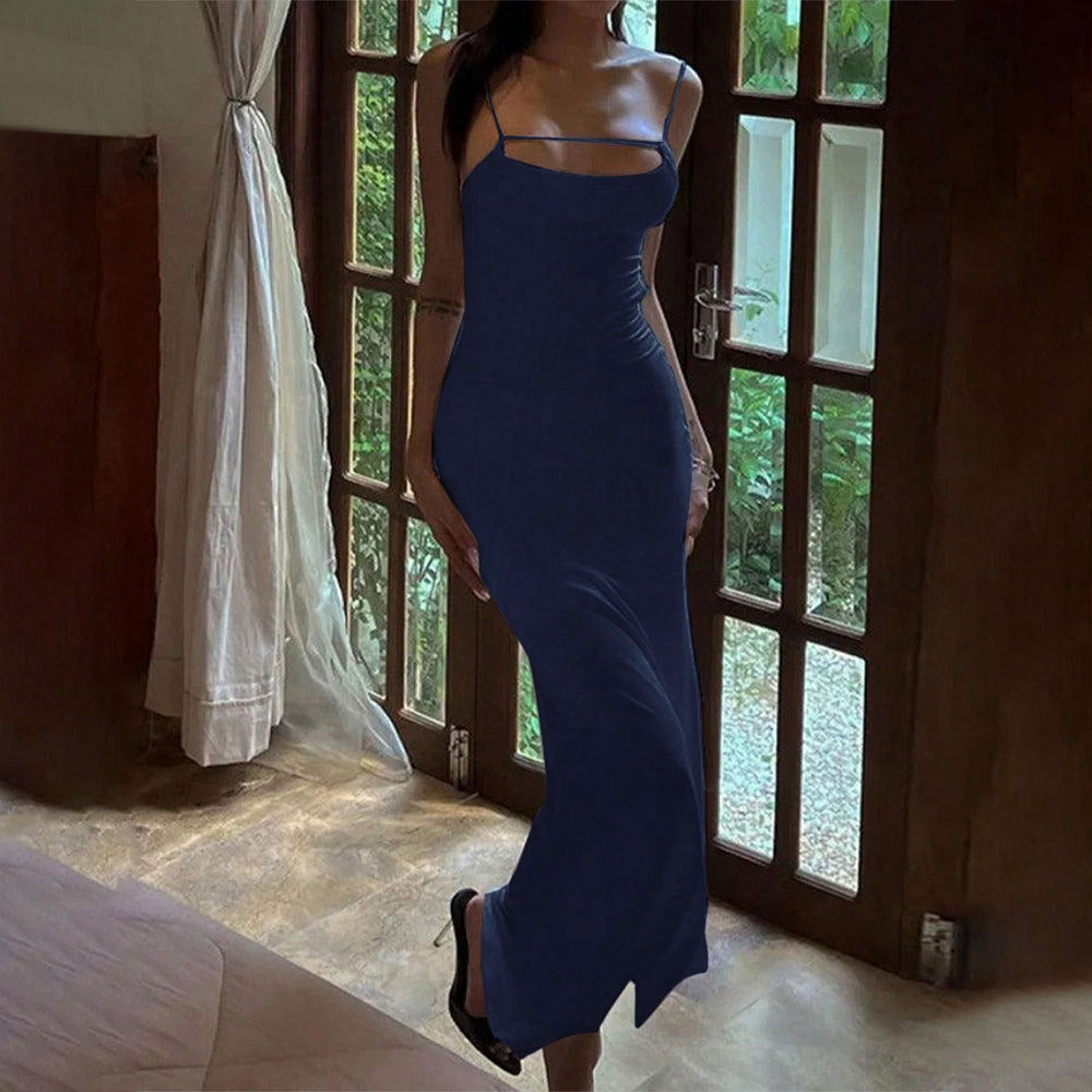 Women's Backless Maxi Dress Elegant Long Evening Gown