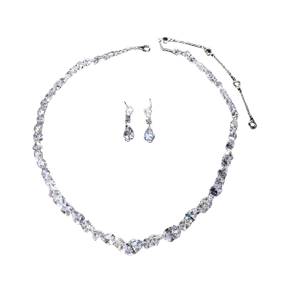 Simple Bridal Necklace and Earrings Wedding Jewelry Set Elegant