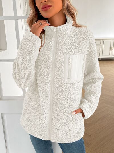 Women's Winter Fuzzy Zip-Up Warm Long Sleeve Jacket