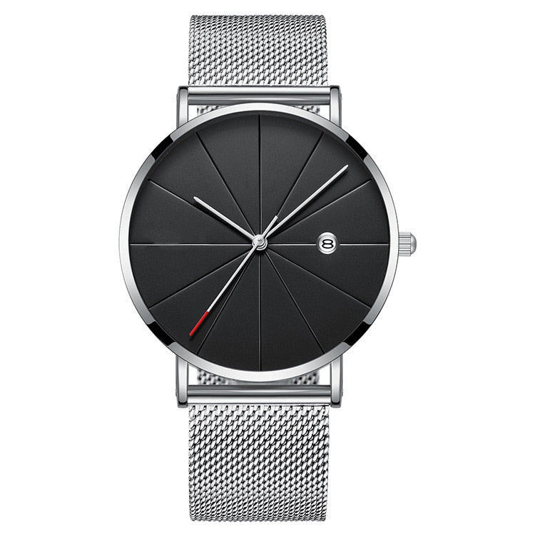 Men's Stainless Steel Mesh Quartz Date Wrist Watch Classic