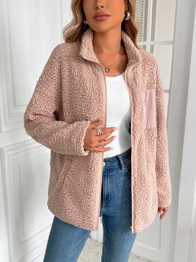 Women's Winter Fuzzy Zip-Up Warm Long Sleeve Jacket