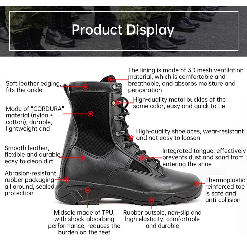 Men's Genuine Leather Tactical Combat Boots Thermal Protection