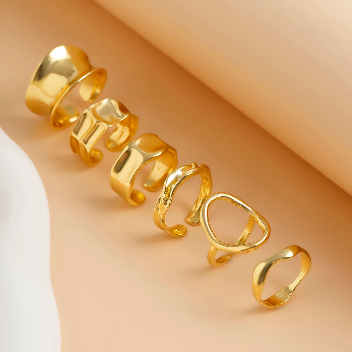 Ingemark Vintage Punk Adjustable Geometric Cuff Rings Six-Piece Set