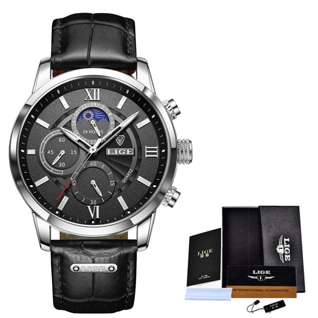 Men's Luxury Leather Quartz Waterproof Wrist Watch