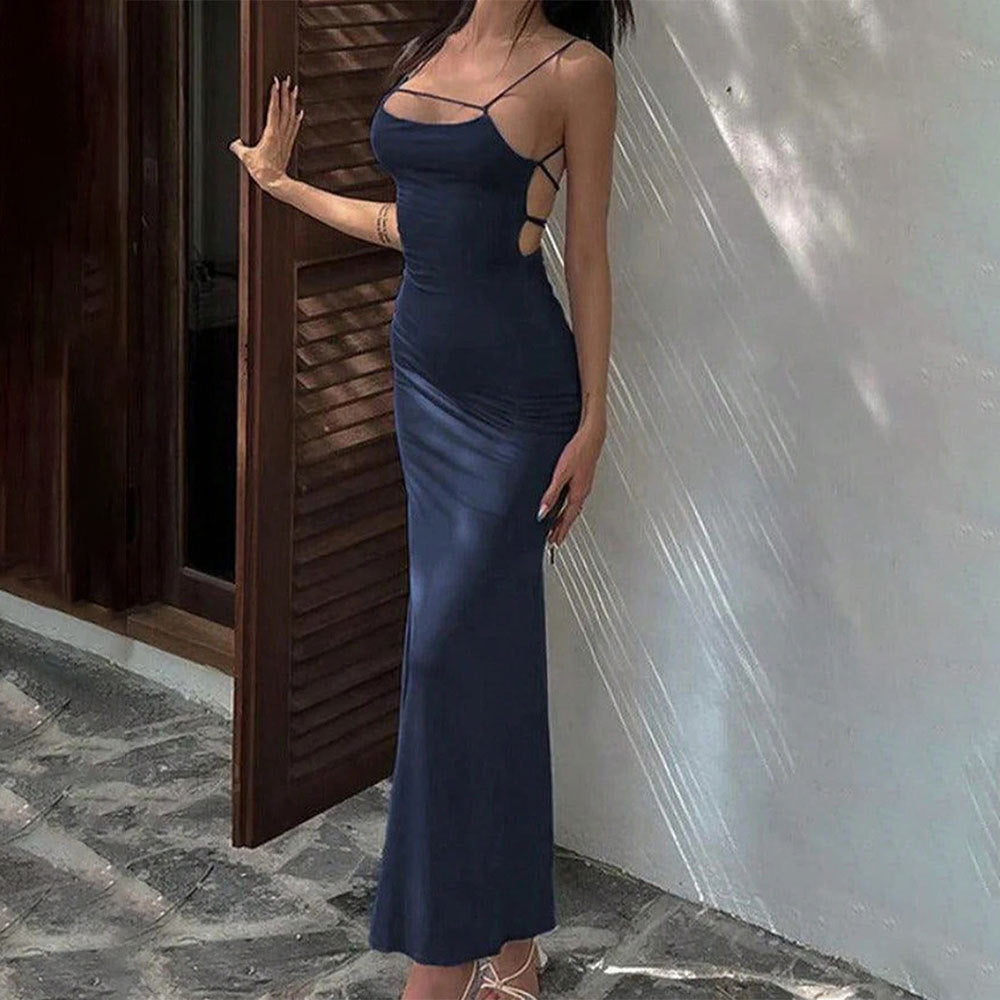 Women's Backless Maxi Dress Elegant Long Evening Gown