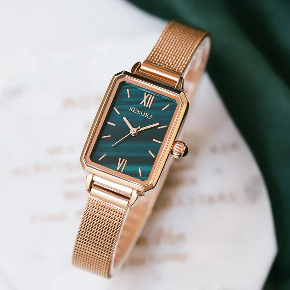Women's Rose Gold Stainless Steel Mesh Quartz Watch Waterproof