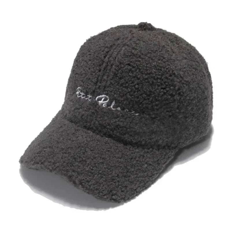 Women's Korean Style Lamb Wool Plush Winter Baseball Cap
