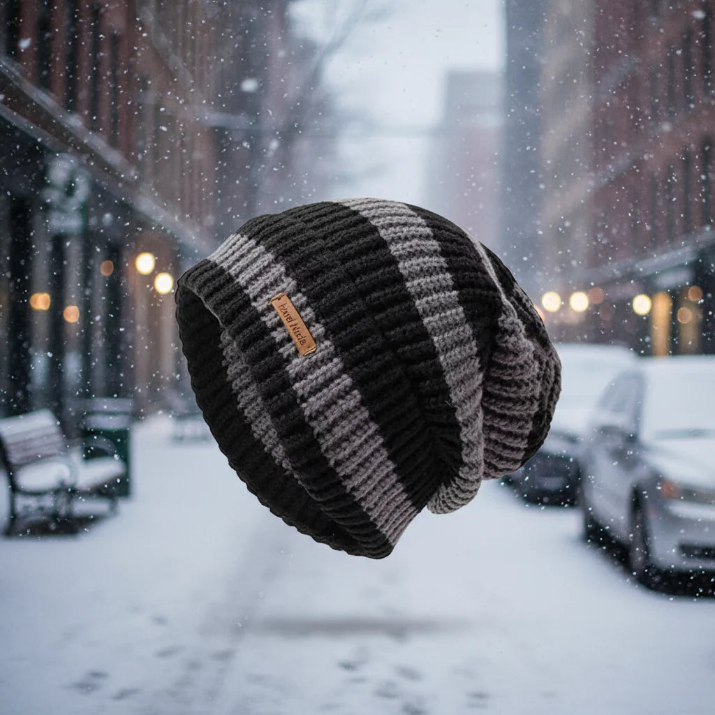 Unisex Striped Knitted Beanie Winter Warm Hip-Hop Hat