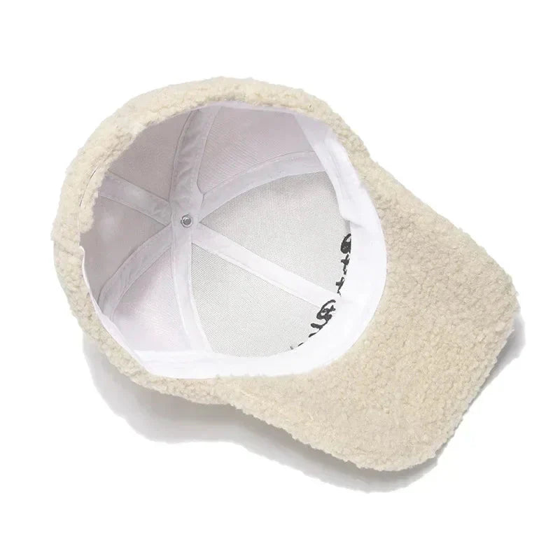 Women's Korean Style Lamb Wool Plush Winter Baseball Cap