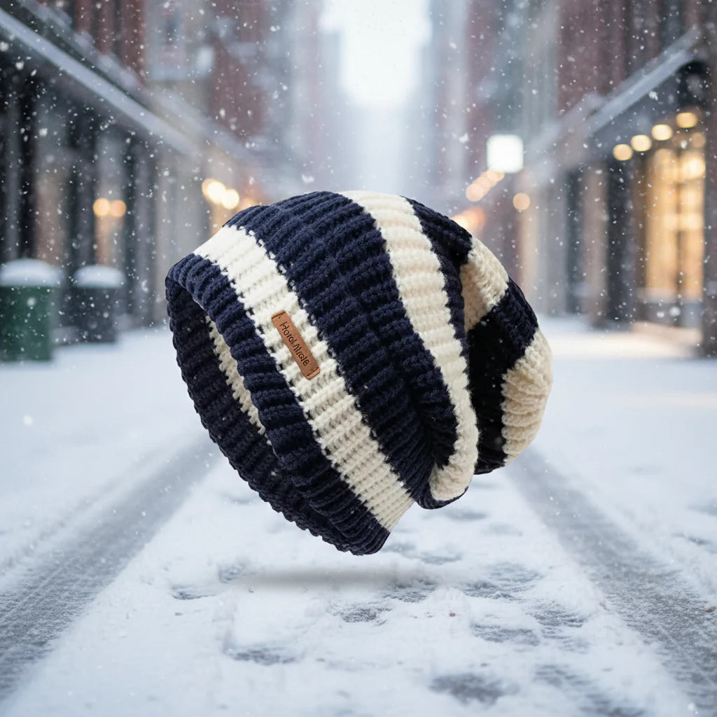 Unisex Striped Knitted Beanie Winter Warm Hip-Hop Hat