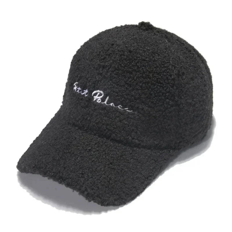 Women's Korean Style Lamb Wool Plush Winter Baseball Cap