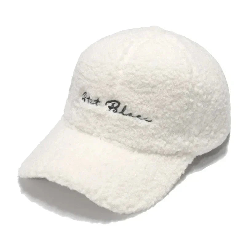 Women's Korean Style Lamb Wool Plush Winter Baseball Cap