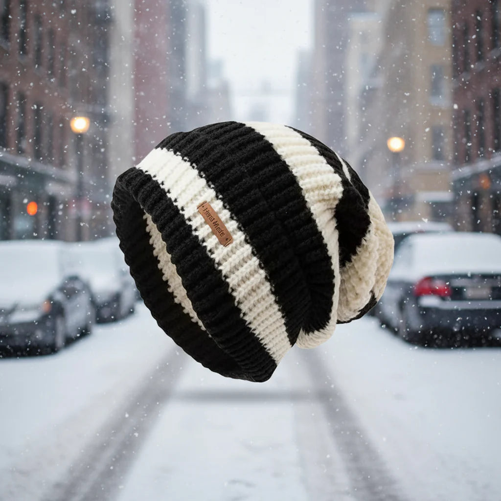 Unisex Striped Knitted Beanie Winter Warm Hip-Hop Hat