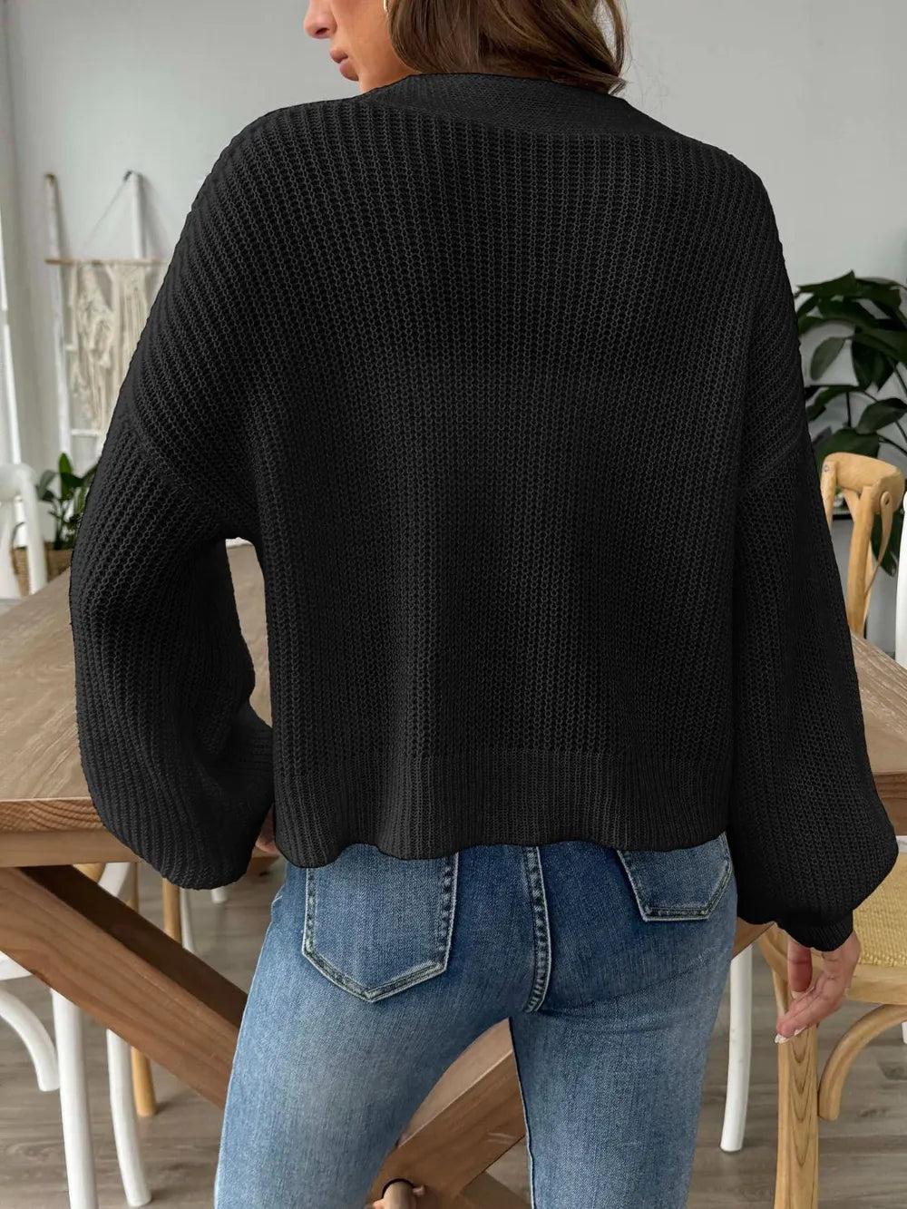 Women's Minimalist Short Button Sweater Cardigan for Autumn Winter