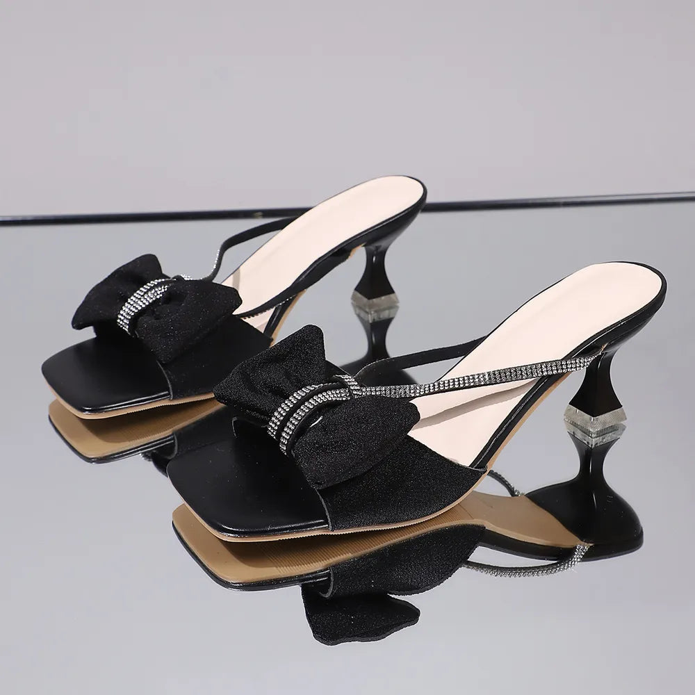 Women's Bow Rhinestone Open-Toe Elegant Dress Sandals
