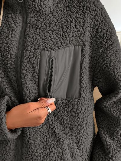 Women's Winter Fuzzy Zip-Up Warm Long Sleeve Jacket