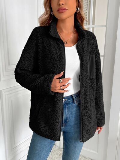 Women's Winter Fuzzy Zip-Up Warm Long Sleeve Jacket