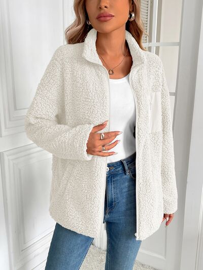 Women's Winter Fuzzy Zip-Up Warm Long Sleeve Jacket