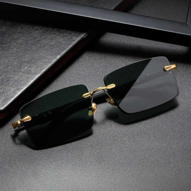 Rimless Crystal Sunglasses Lightweight Trendy Fashion Eyewear