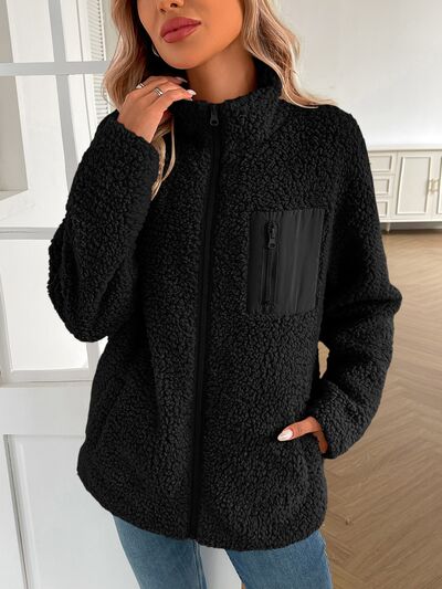 Women's Winter Fuzzy Zip-Up Warm Long Sleeve Jacket