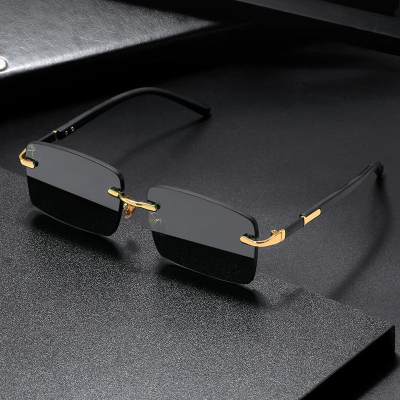 Rimless Crystal Sunglasses Lightweight Trendy Fashion Eyewear