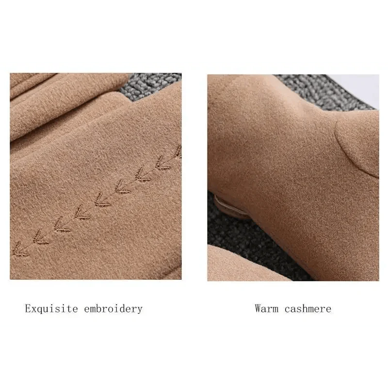 Women's Elegant Black Winter Warm Bow Style Gloves