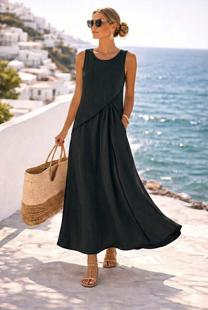 Women's Mediterranean Contrast Color Vacation Dress Seven Colors