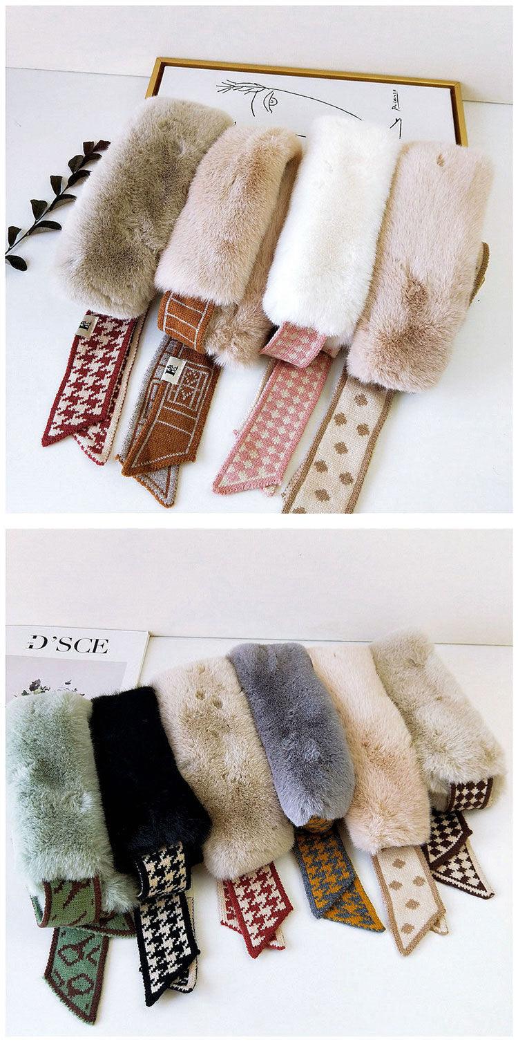 Women's Faux Fur Crochet Knitted Neck Warmer Scarf Collar