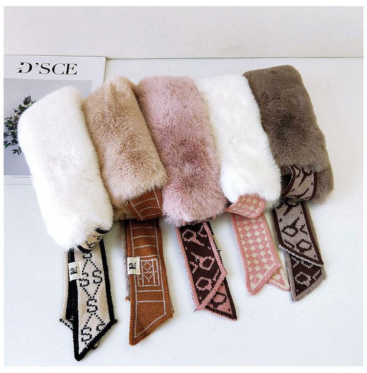 Women's Faux Fur Crochet Knitted Neck Warmer Scarf Collar