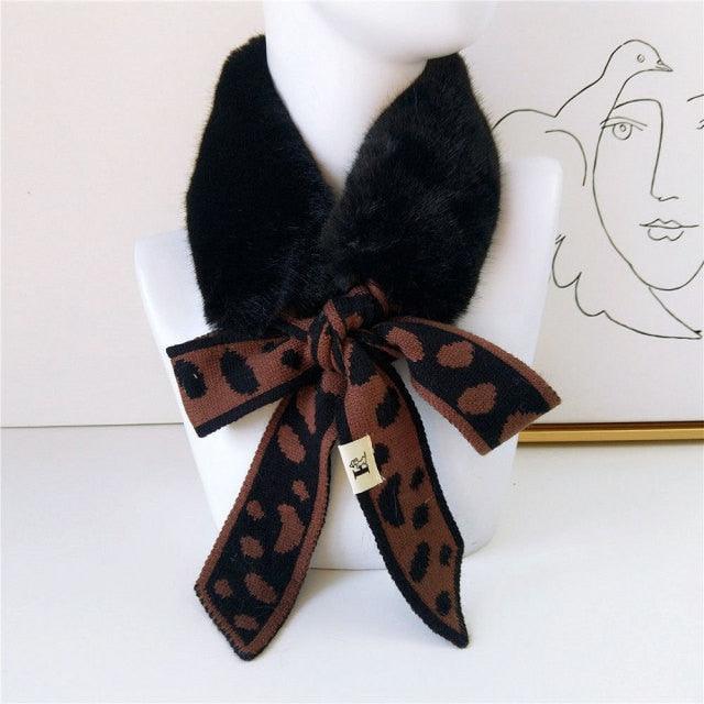 Women's Faux Fur Crochet Knitted Neck Warmer Scarf Collar