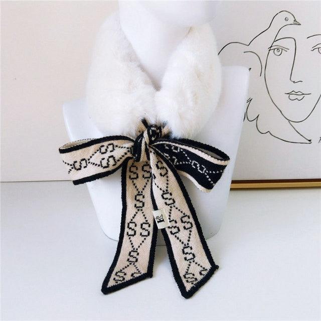 Women's Faux Fur Crochet Knitted Neck Warmer Scarf Collar