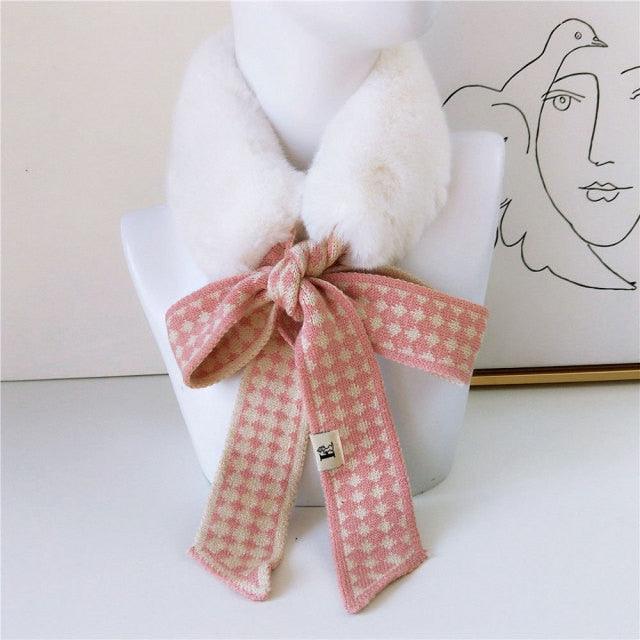 Women's Faux Fur Crochet Knitted Neck Warmer Scarf Collar