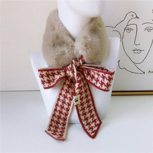 Women's Faux Fur Crochet Knitted Neck Warmer Scarf Collar