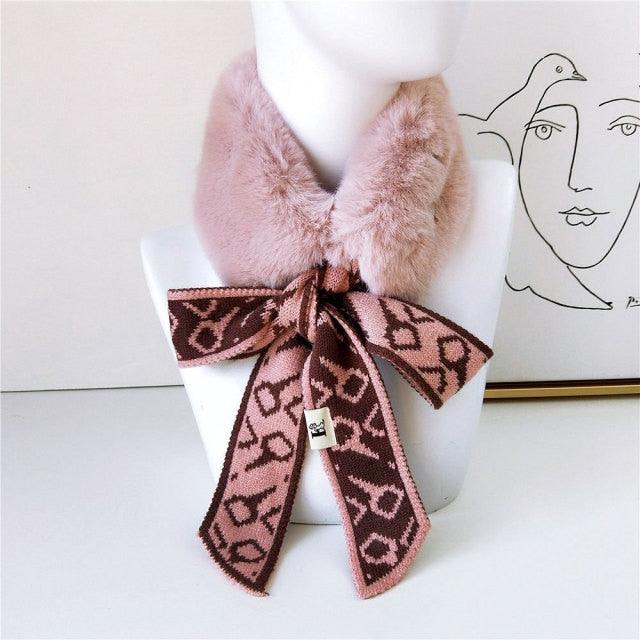 Women's Faux Fur Crochet Knitted Neck Warmer Scarf Collar
