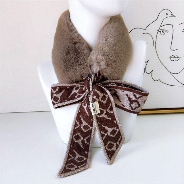 Women's Faux Fur Crochet Knitted Neck Warmer Scarf Collar
