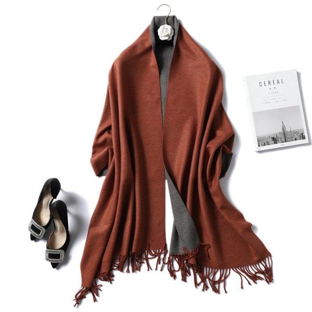 Women's Soft Cashmere Winter Warm Tassel Scarf Wrap
